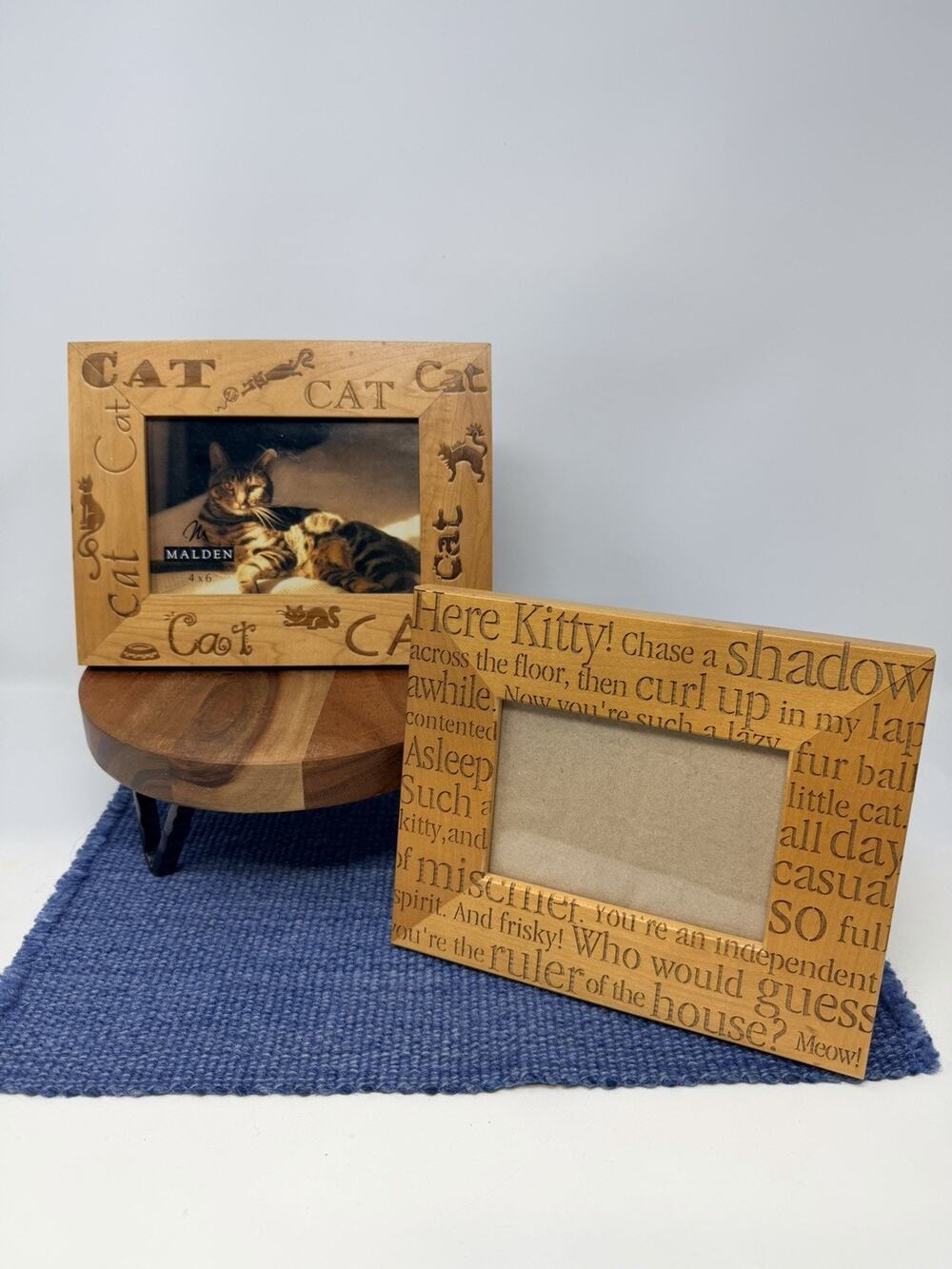 Malden Wooden Cat Picture Photo Frame 4" X 6" Meow Set Of 2